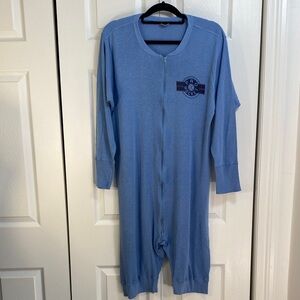 MEN’s Vintage Stanfield’s Pro Hockey Ribbed Blue One-Piece 2 Way Zip Romper, L
